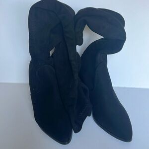 Mikayla brand faux suede black thigh high boot